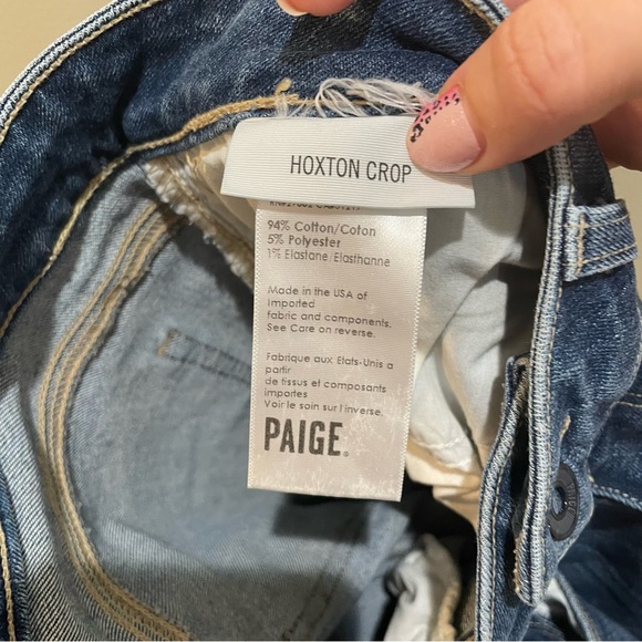 PAIGE Hoxton Crop Side Leopard Stripe Jeans Size 32 - Picture 10 of 10